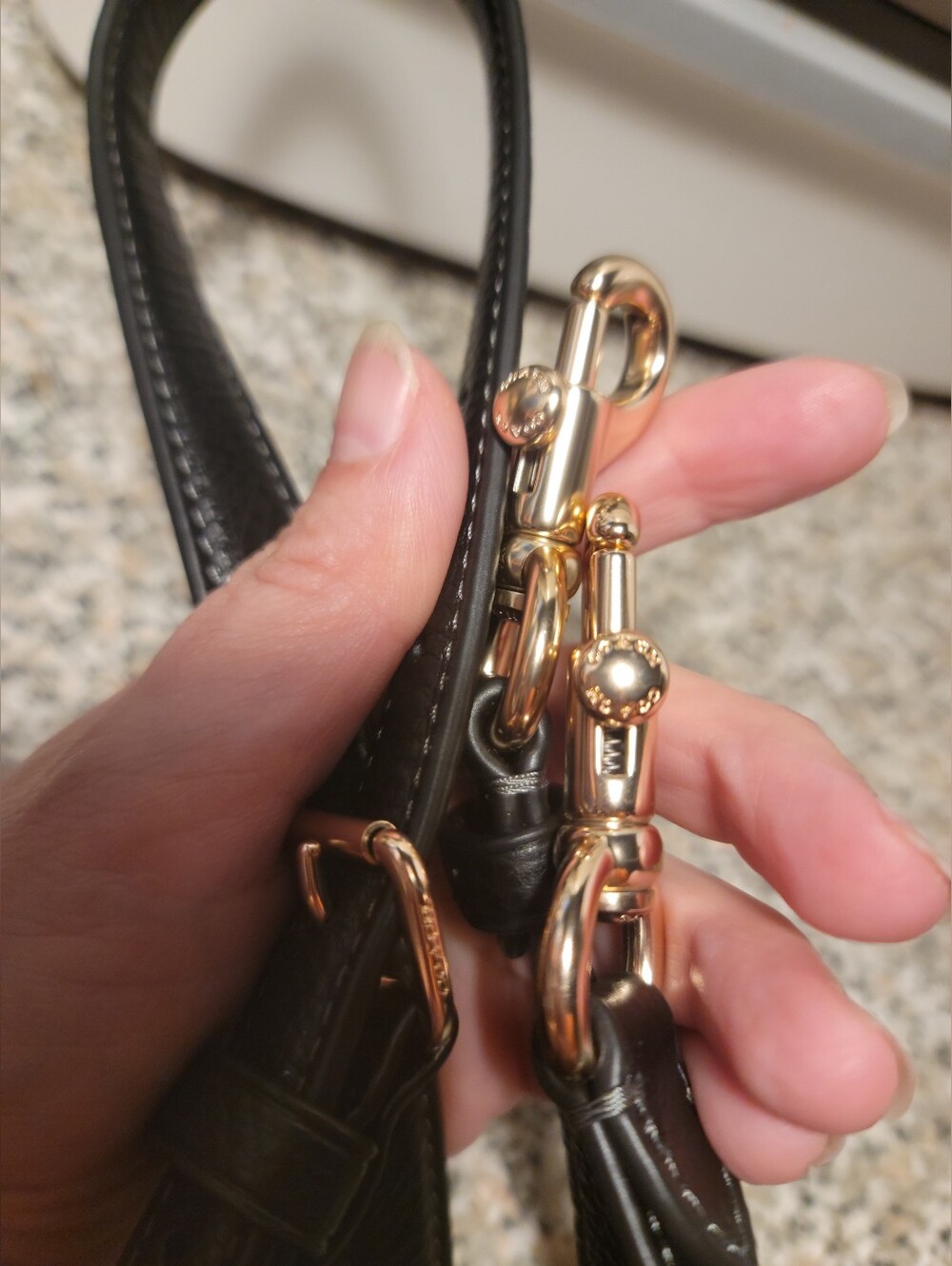 Black Women's  Coach Leather Shoulder Strap Bag with Gold Hardware